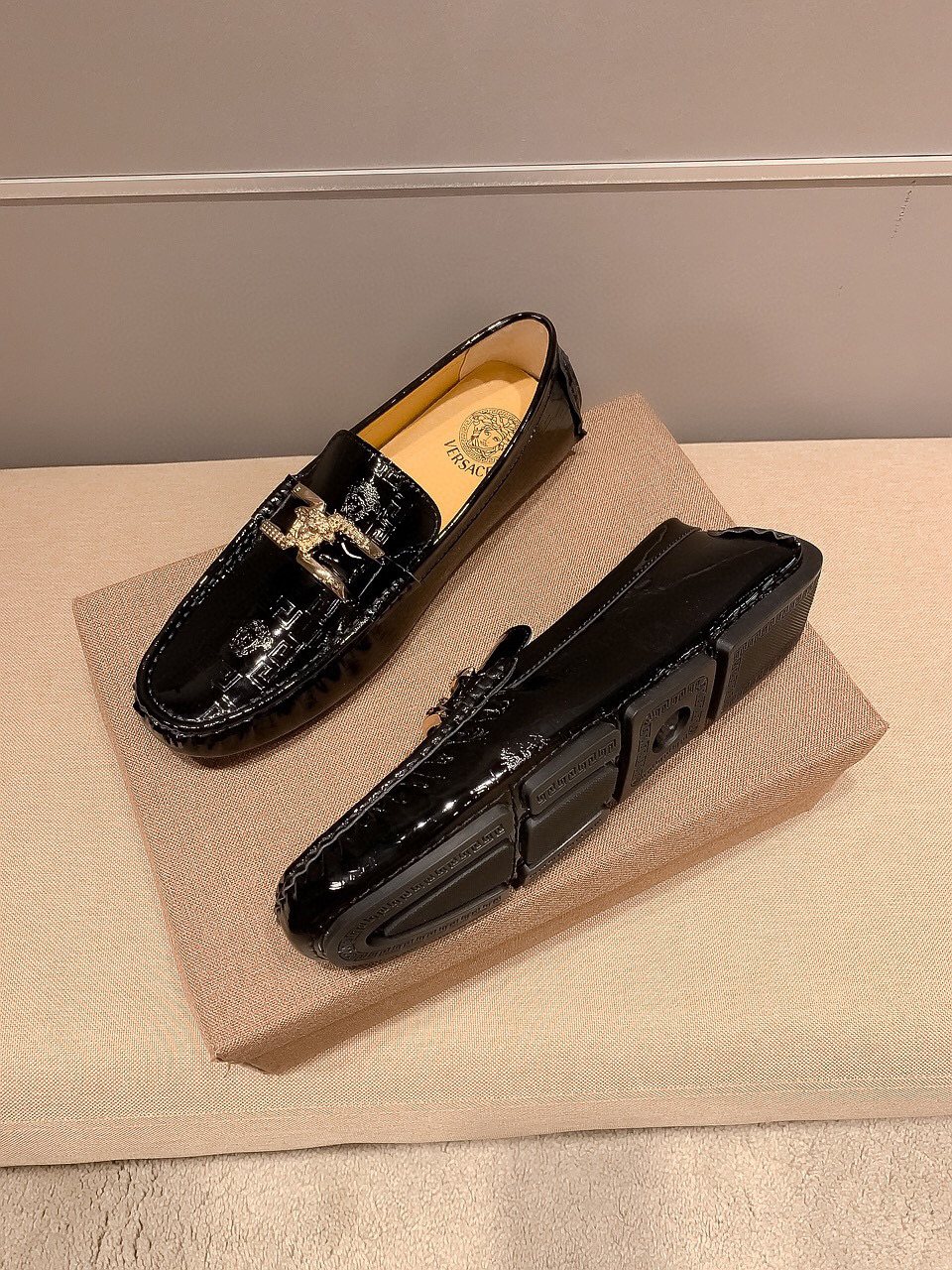 Versace Black Medusa Loafers — side