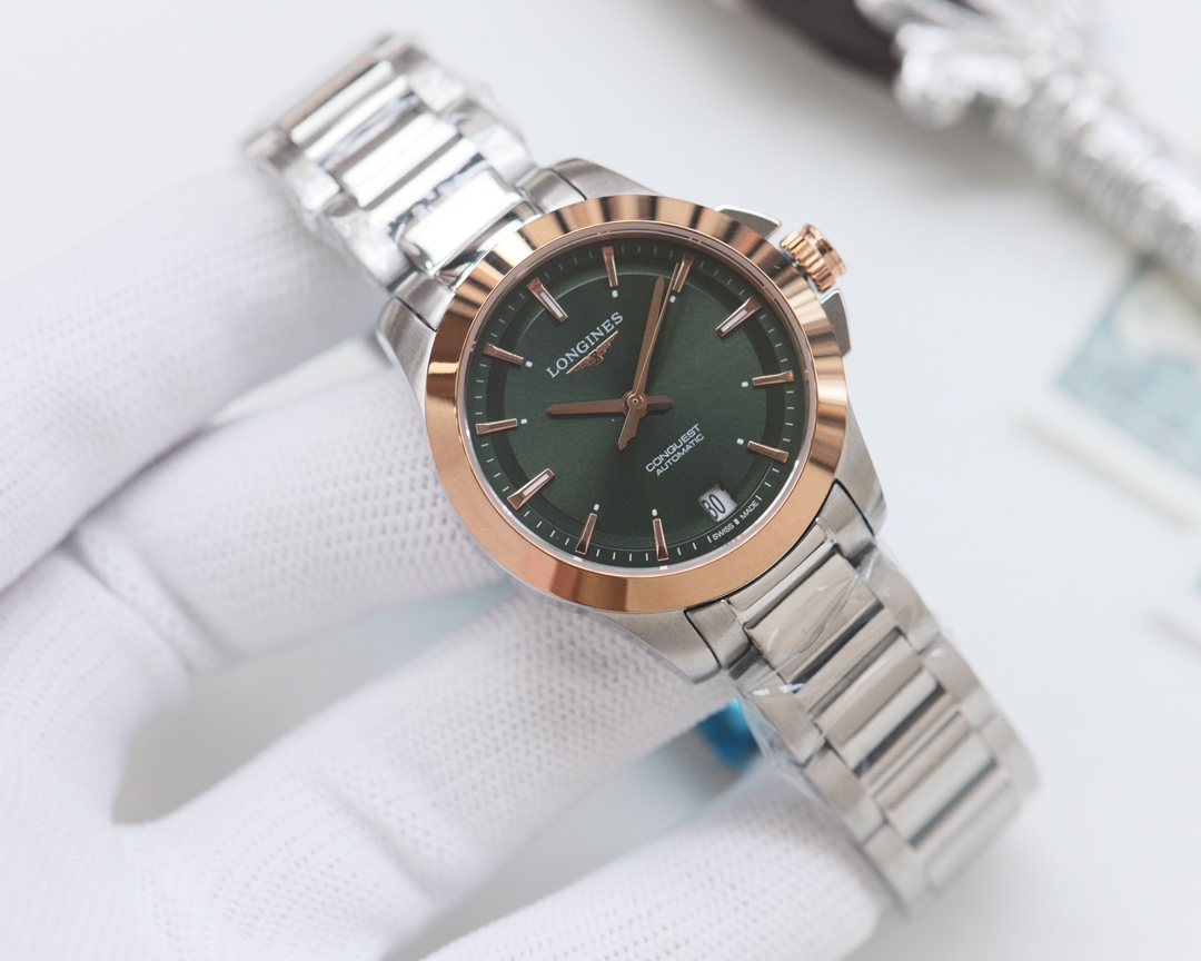 Longines Silver Green Dial Bracelet Watch — hero