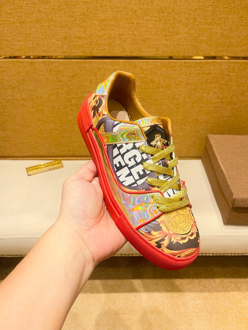 Yellow Graphic Print Low-Top Sneakers — side