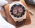 Omega Rose Gold Brown Strap Watch — hero