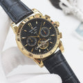 PATEK PHILIPPE Gold Black Dial Leather Strap Watch — hero