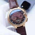 Cartier Gold Brown Dial Leather Strap Watch — hero