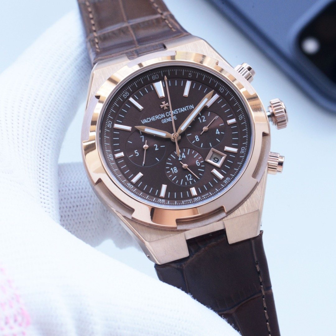 Vacheron Constantin Rose Gold Brown Black Dial Strap Watch — hero