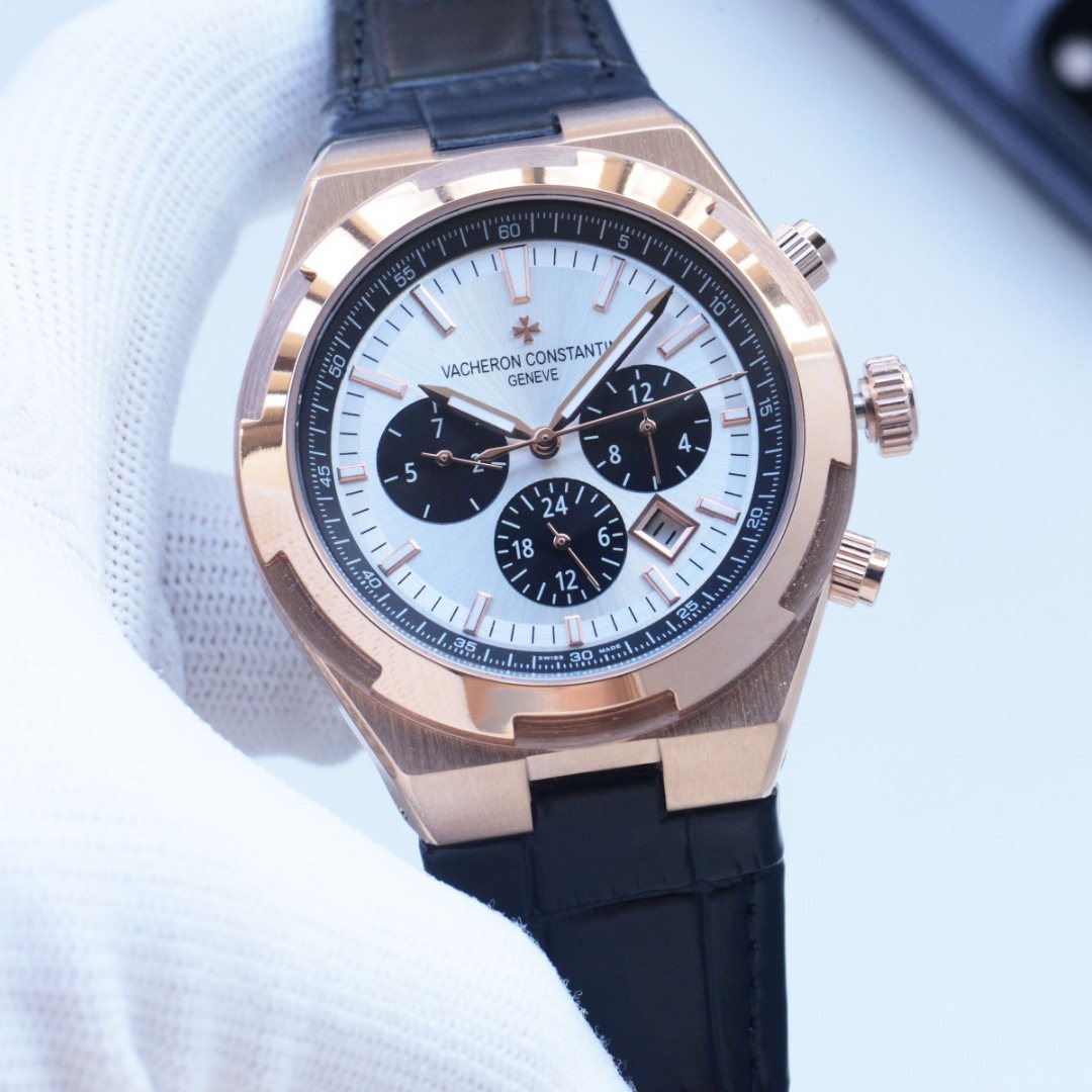 Vacheron Constantin Rose Gold Black Dial Strap Watch — hero