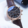 Patek Philippe Rose Gold Brown Black Dial Leather Strap Watch — hero