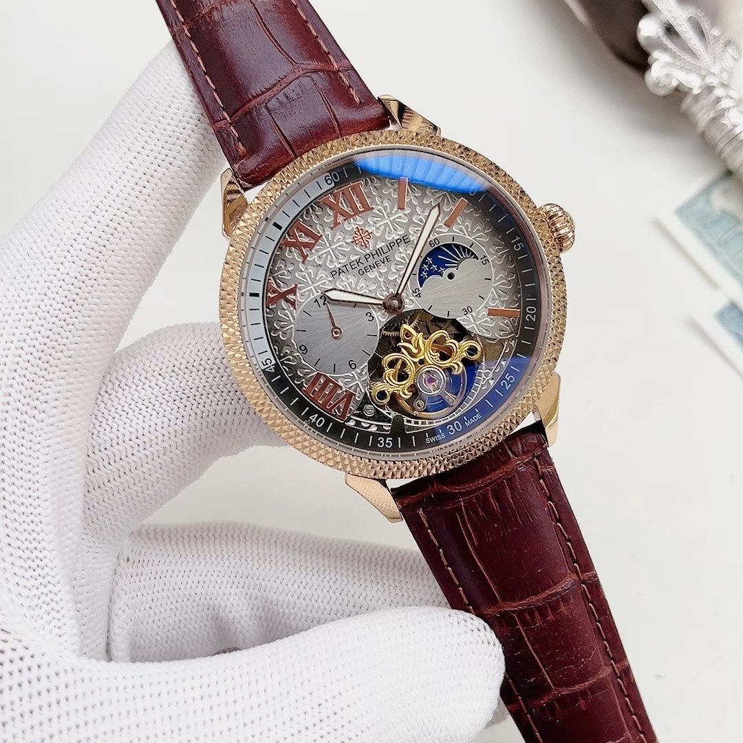Patek Philippe Gold-Tone Burgundy Strap Watch — hero