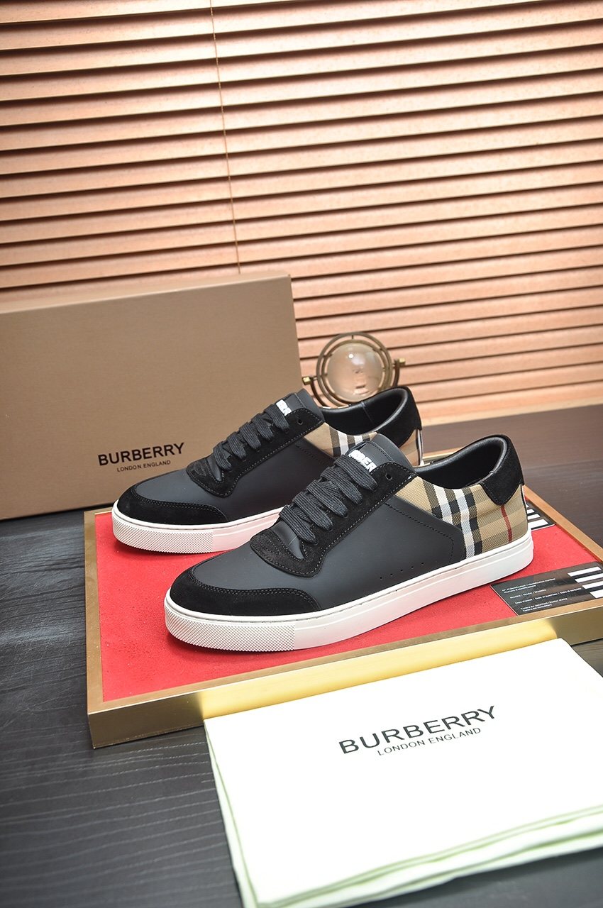 Burberry Check Heel Low-Top Sneakers — side