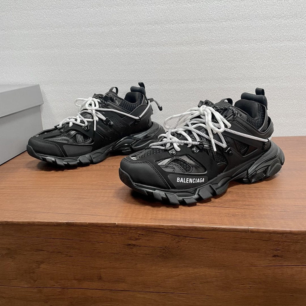 Balenciaga Black White Lace Trail Sneakers — side
