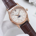 PATEK PHILIPPE Rose Gold Brown White Dial Strap Watch — hero