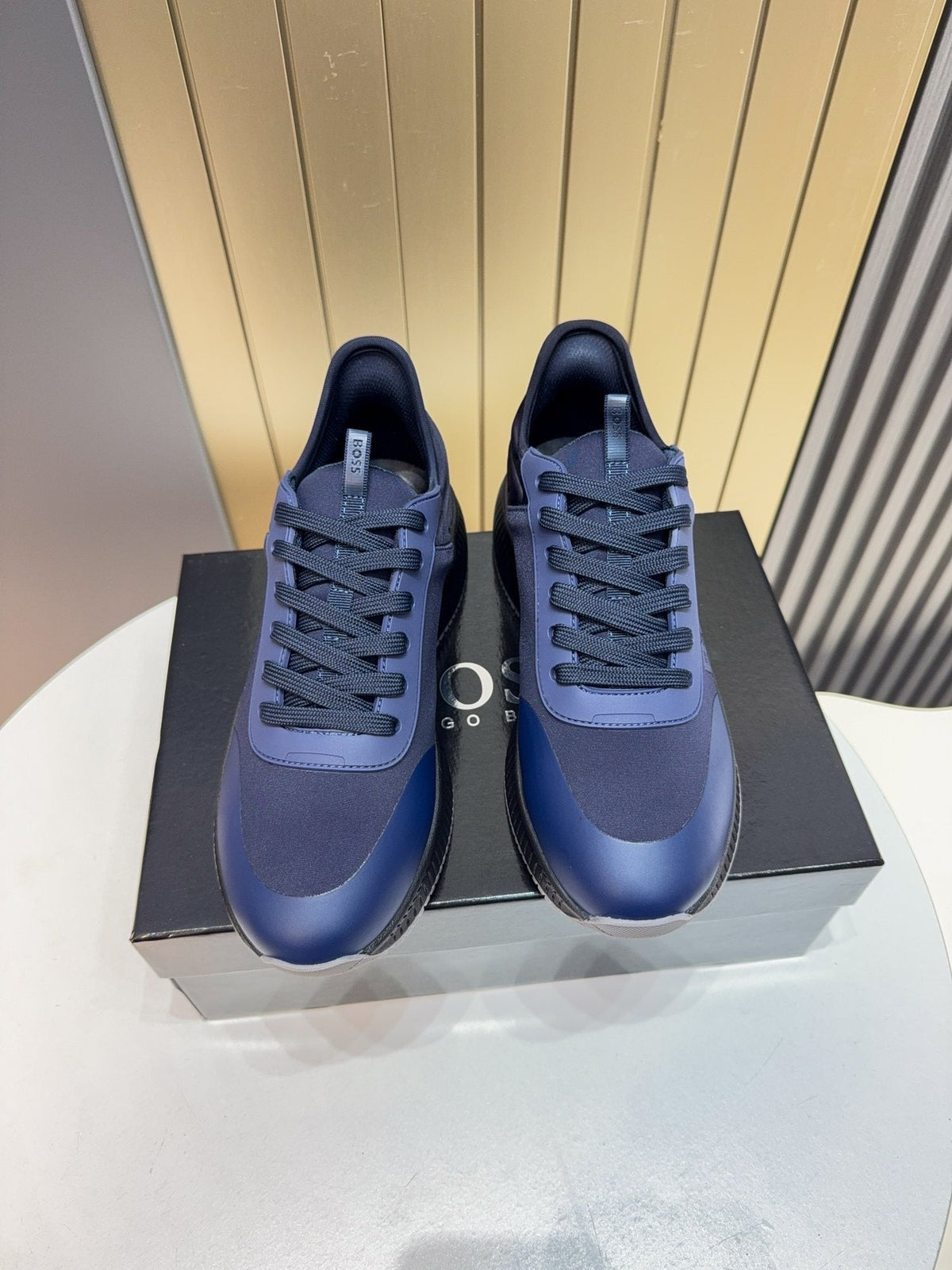 BOSS Navy Blue Lace-Up Sneakers — hero