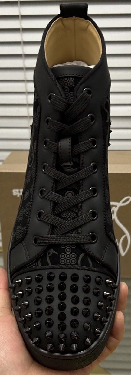 Christian Louboutin Black Studded High-Top Sneakers — front