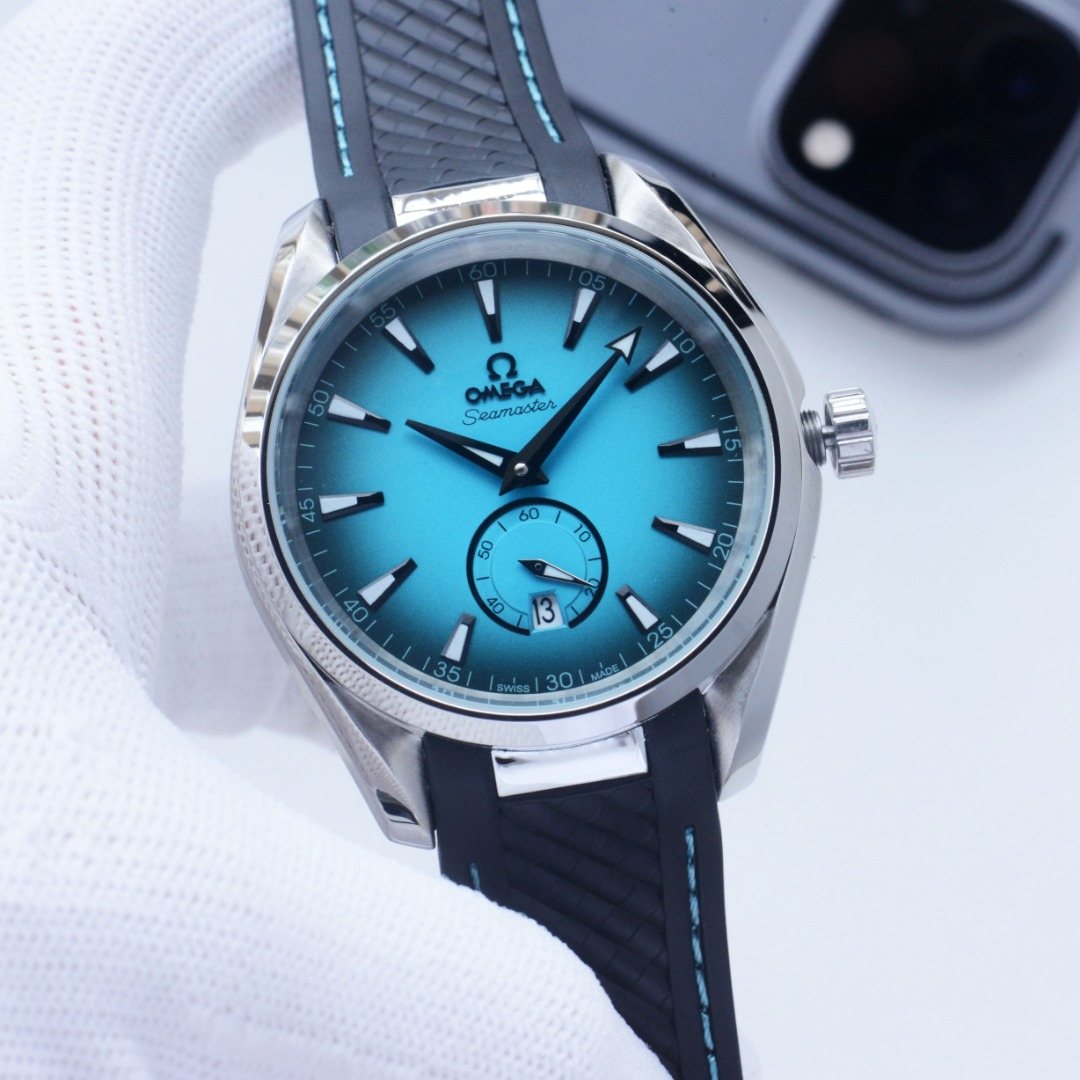 OMEGA Black Silver Strap Watch — front
