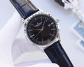 Jaeger-LeCoultre Silver Black Dial Leather Strap Watch — hero