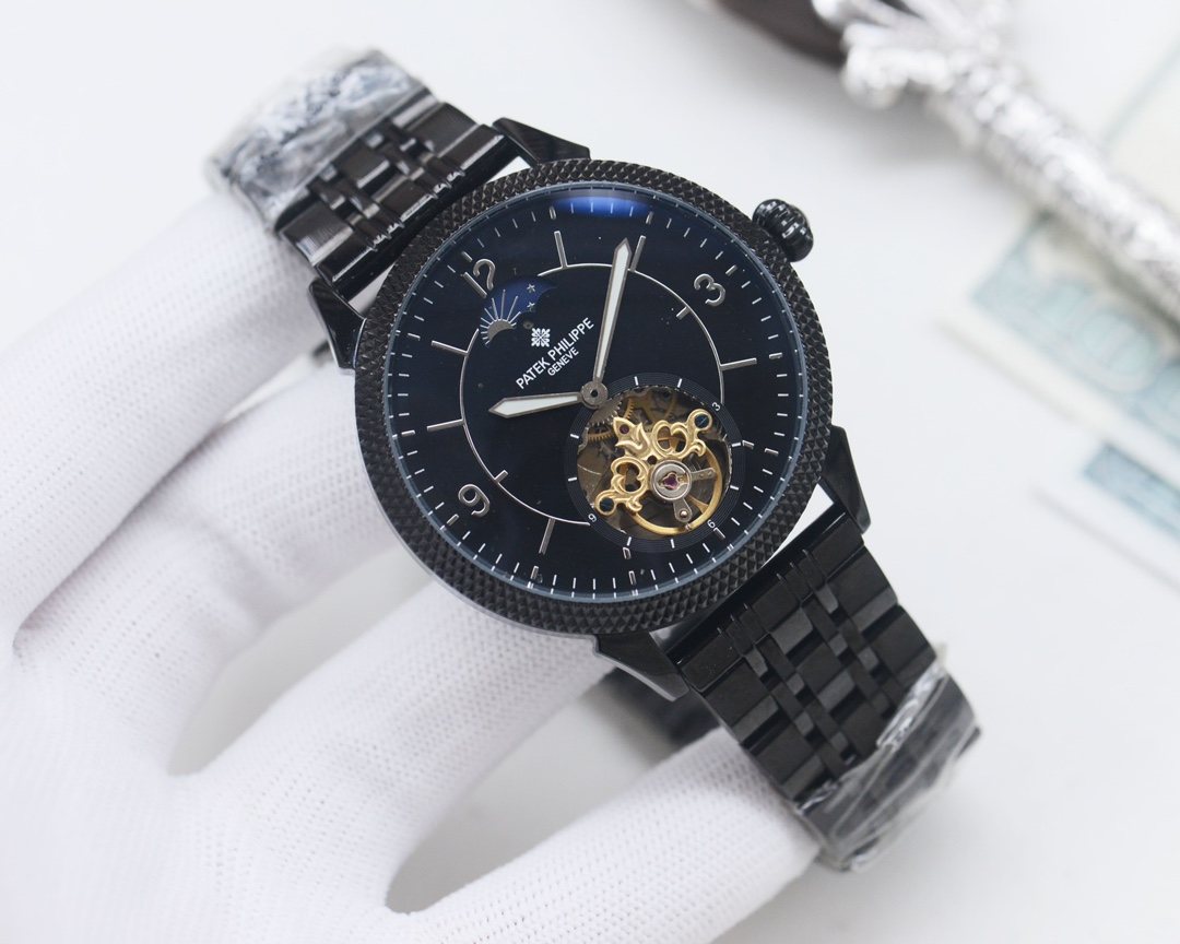 Patek Philippe Black Dial Bracelet Watch — front