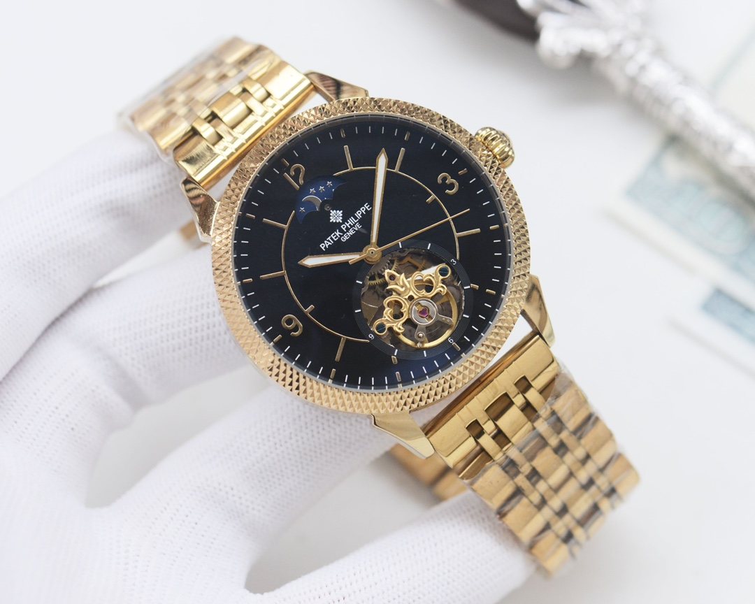 Patek Philippe Gold Black Dial Bracelet Watch — hero