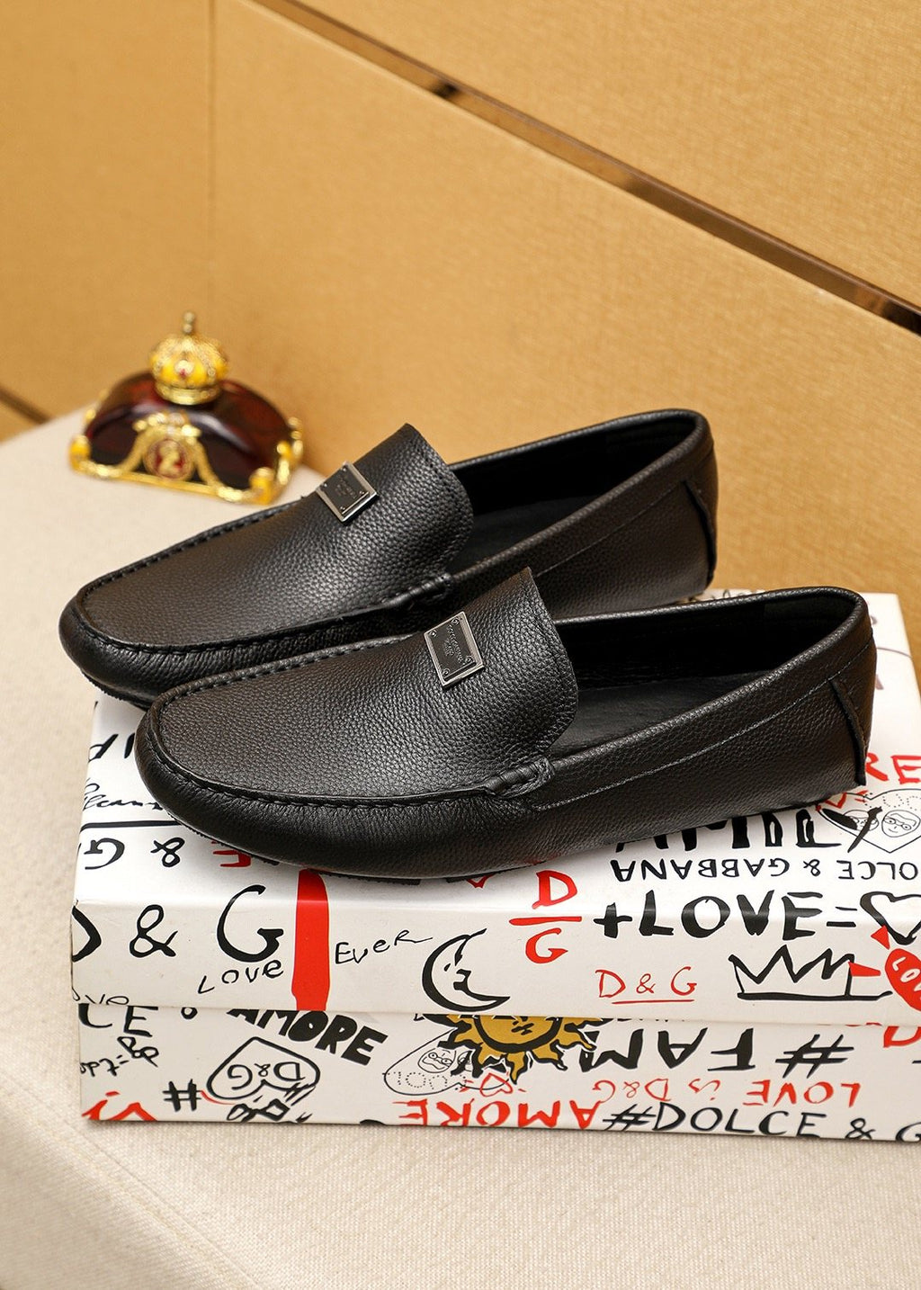 Dolce & Gabbana Black Metal-Accent Slip-On Loafers — front