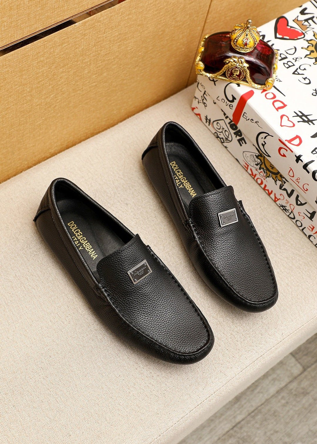 Dolce & Gabbana Black Metal-Accent Slip-On Loafers — hero