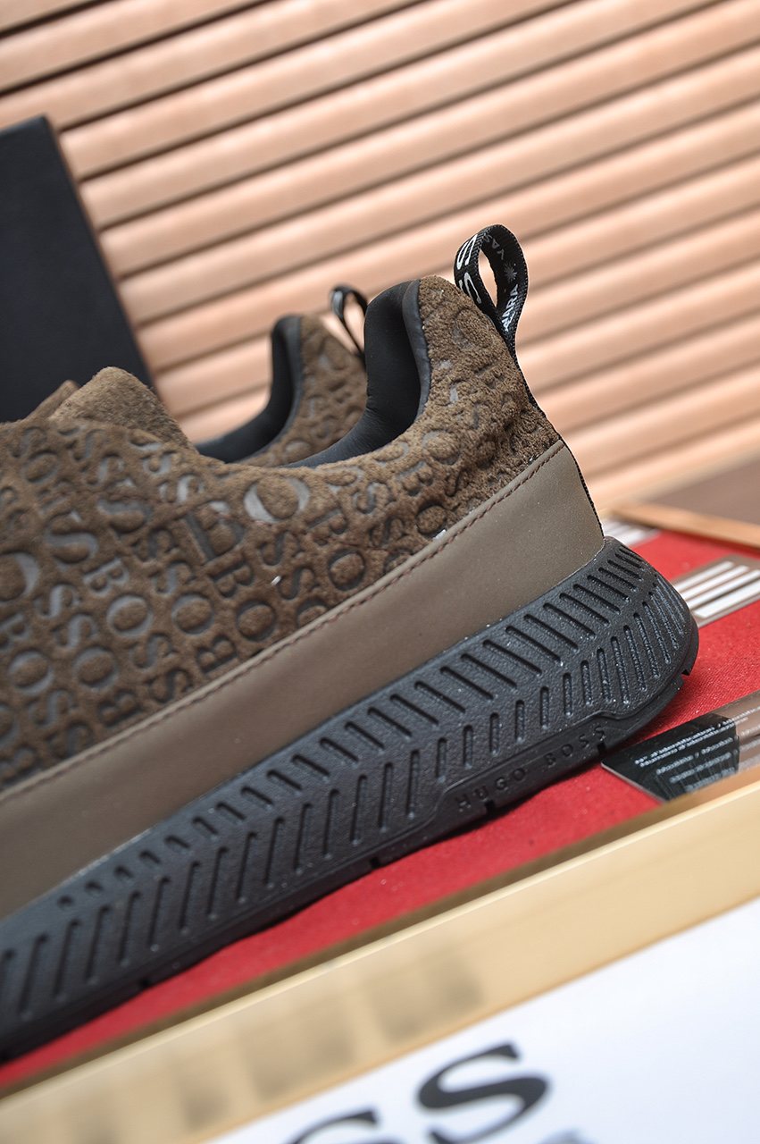 Hugo Boss Brown Textured Slip-On Sneakers — detail