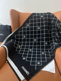 Chanel Black & Ivory Grid Shawl — hero