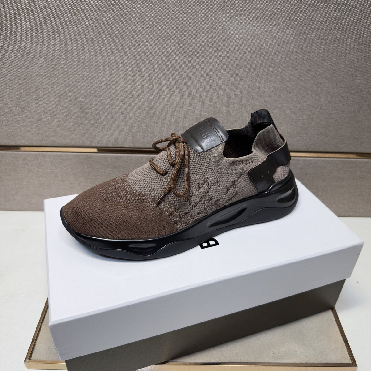 Berluti Taupe Brown and Black Sneakers — front