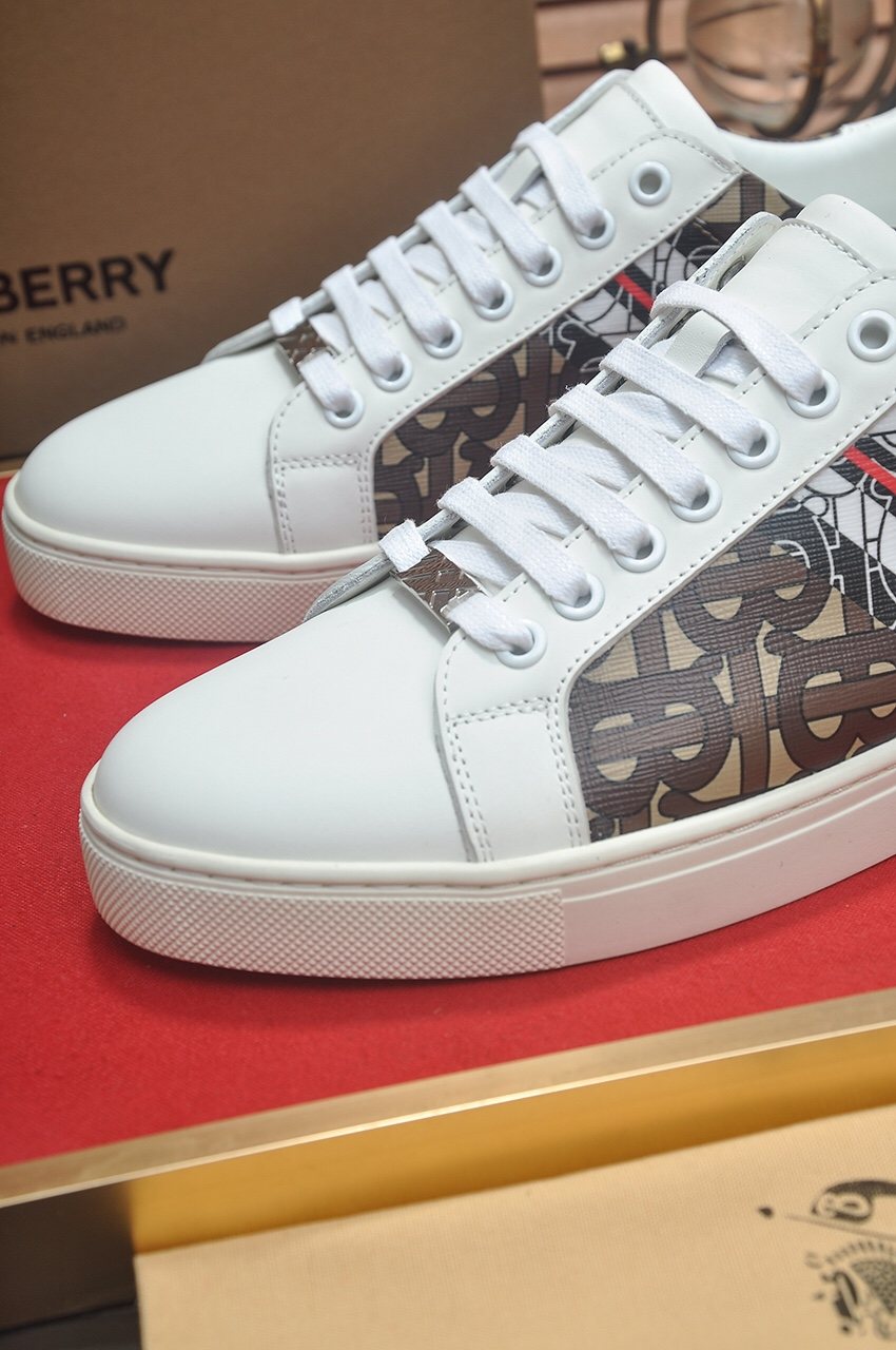 Burberry White Pattern Low-Top Sneakers — detail