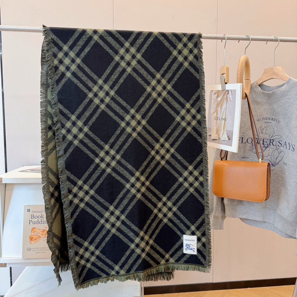 Burberry Plaid Fringed Scarf — front