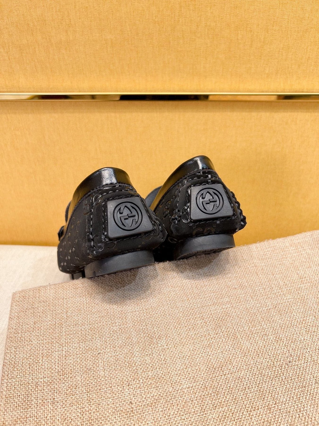 Gucci Black Patterned Loafers — back