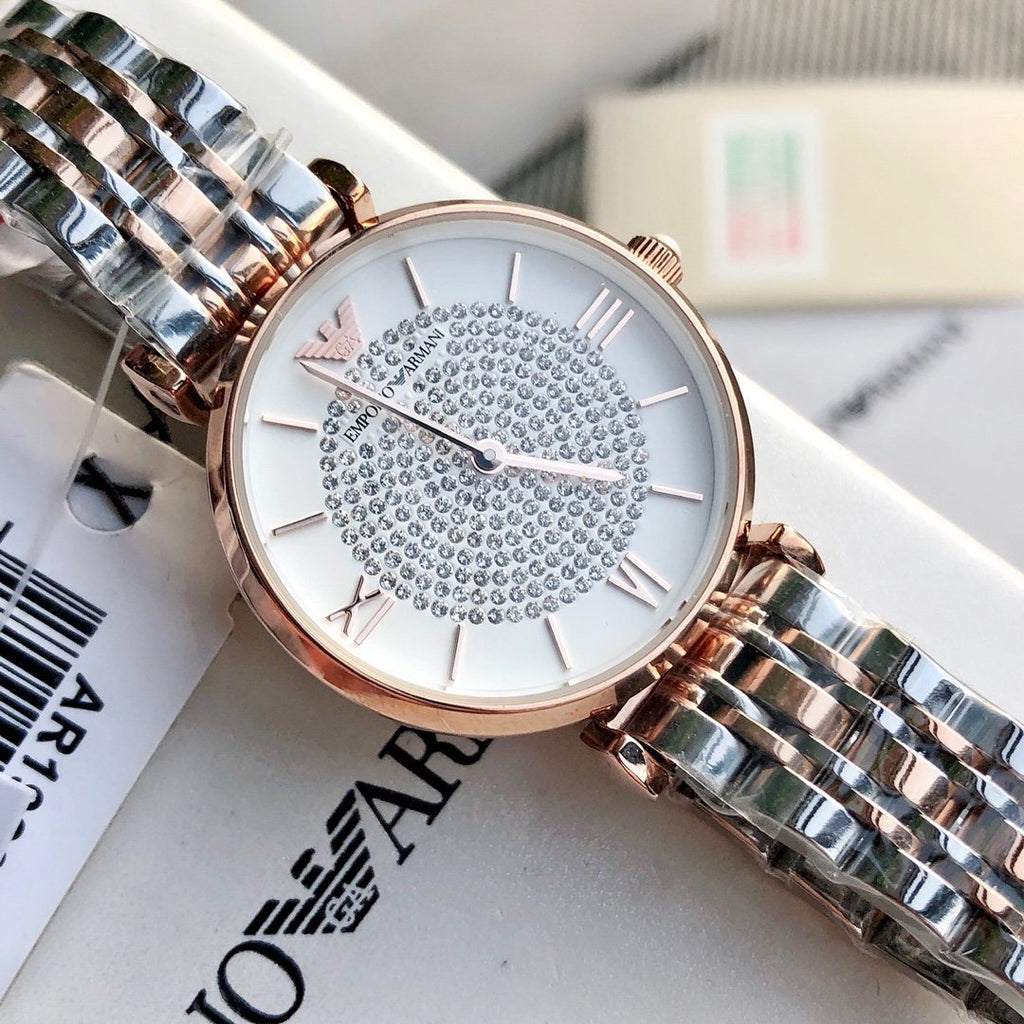 EMPORIO ARMANI Two-Tone Crystal Dial Watch — hero