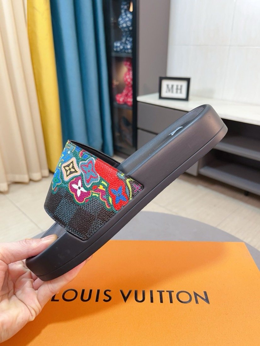 Louis Vuitton Multicolor Strap Slide Sandals — side