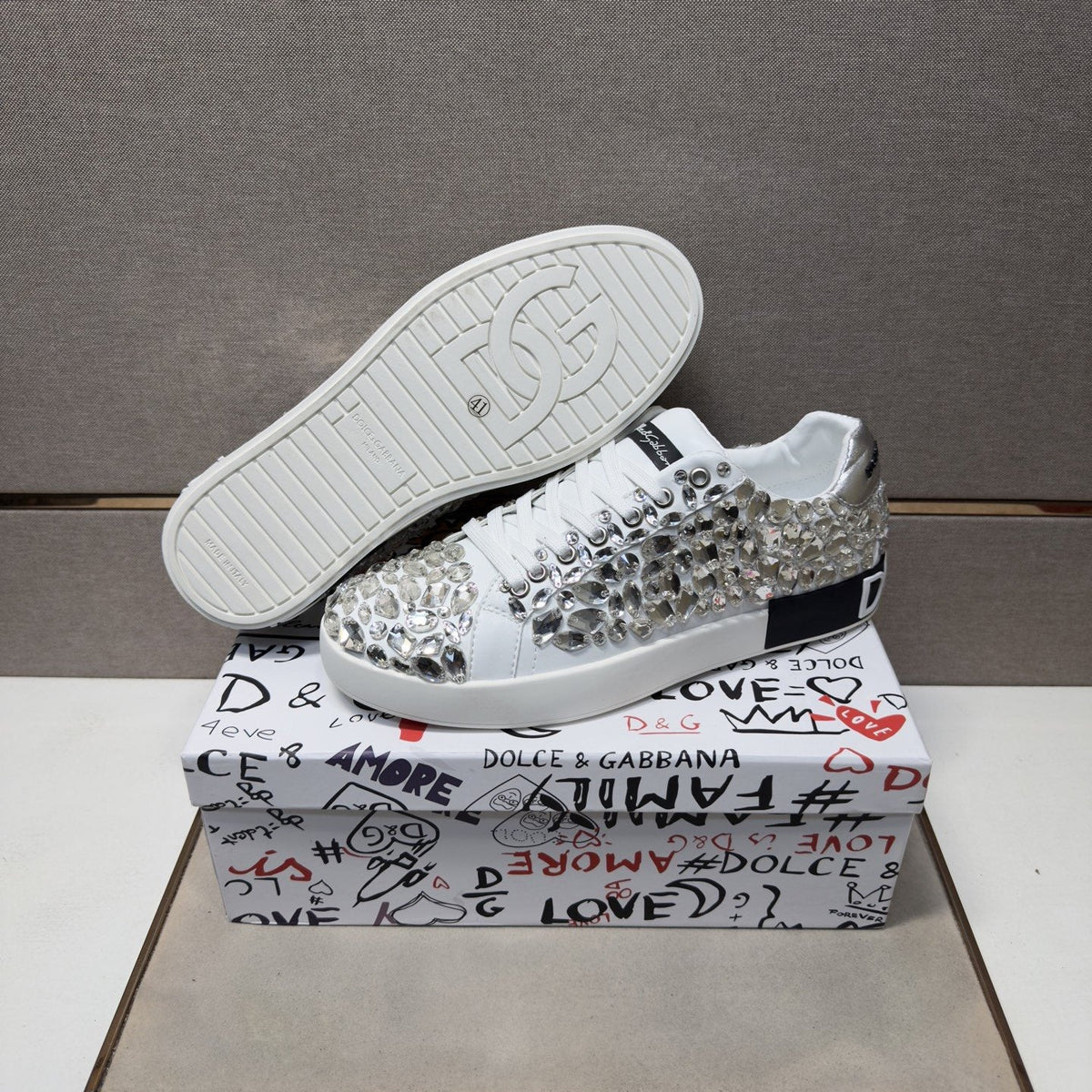 Dolce & Gabbana Crystal Low-Top Sneakers — detail