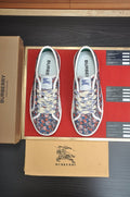 Burberry Navy Floral Print Low-Top Sneakers — hero