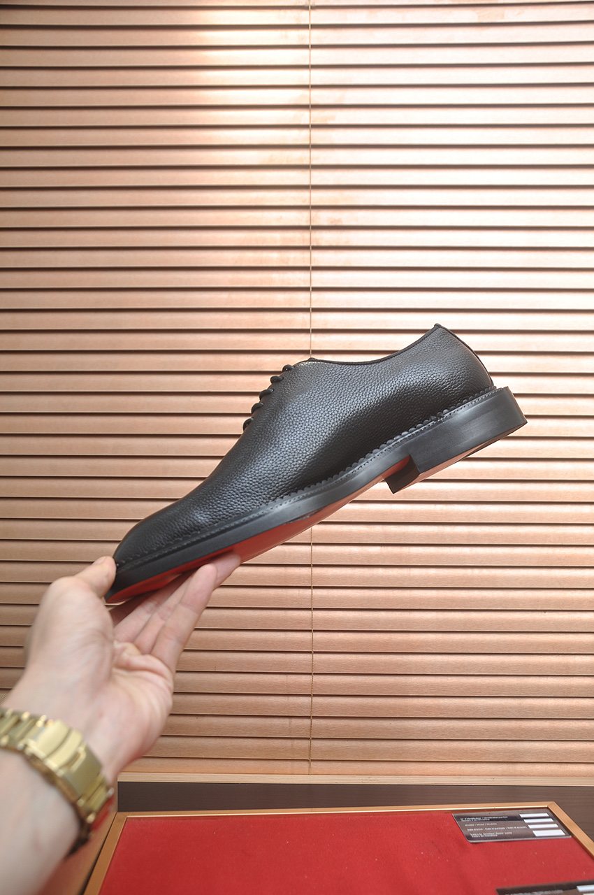 Christian Louboutin Black Red-Sole Lace-Up Dress Shoes — side
