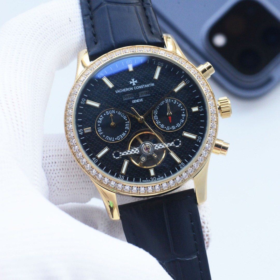 Vacheron Constantin Blue Gold Black Dial Strap Watch — hero