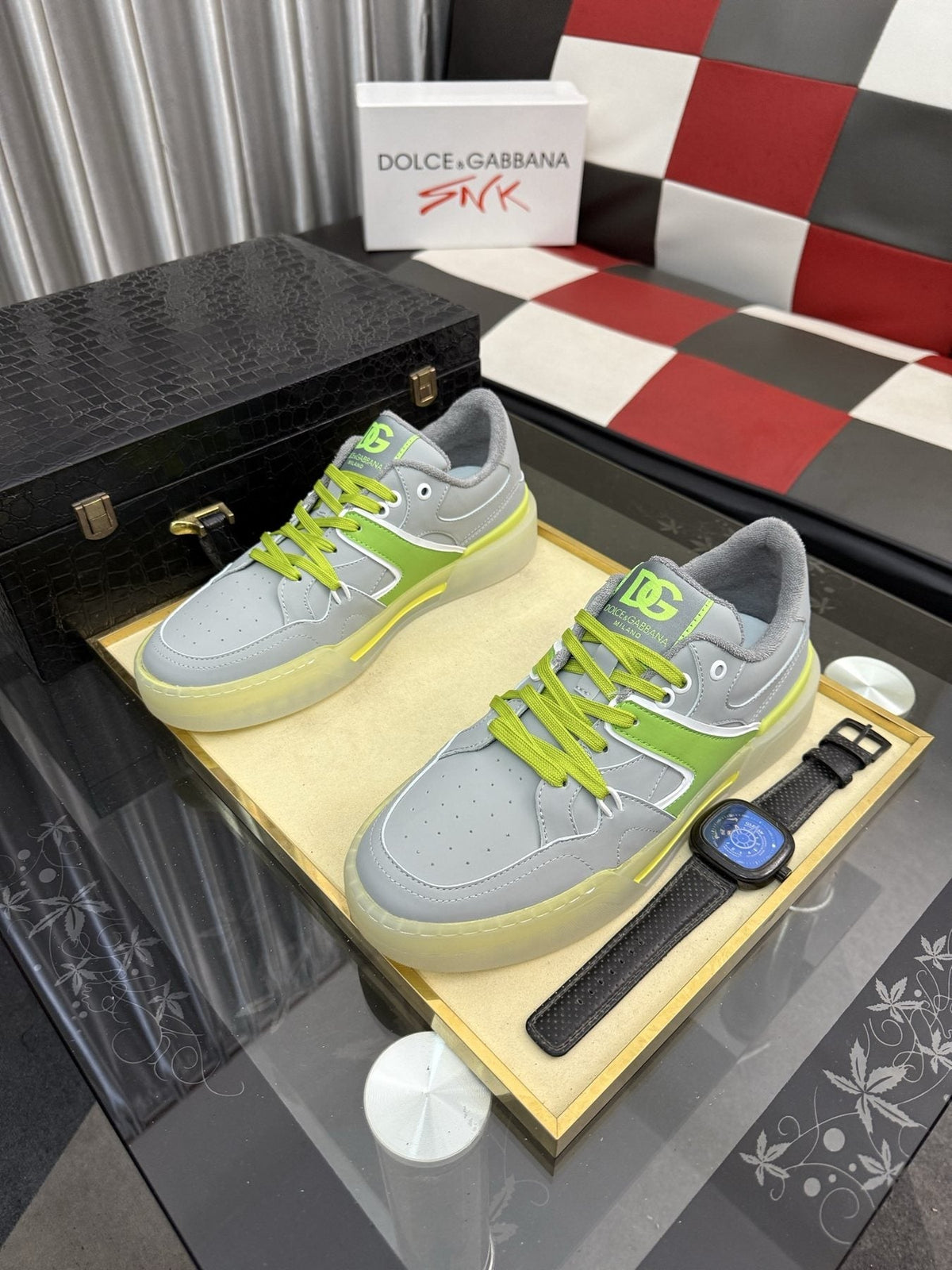 Dolce & Gabbana Lime Accent Low-Top Sneakers — front