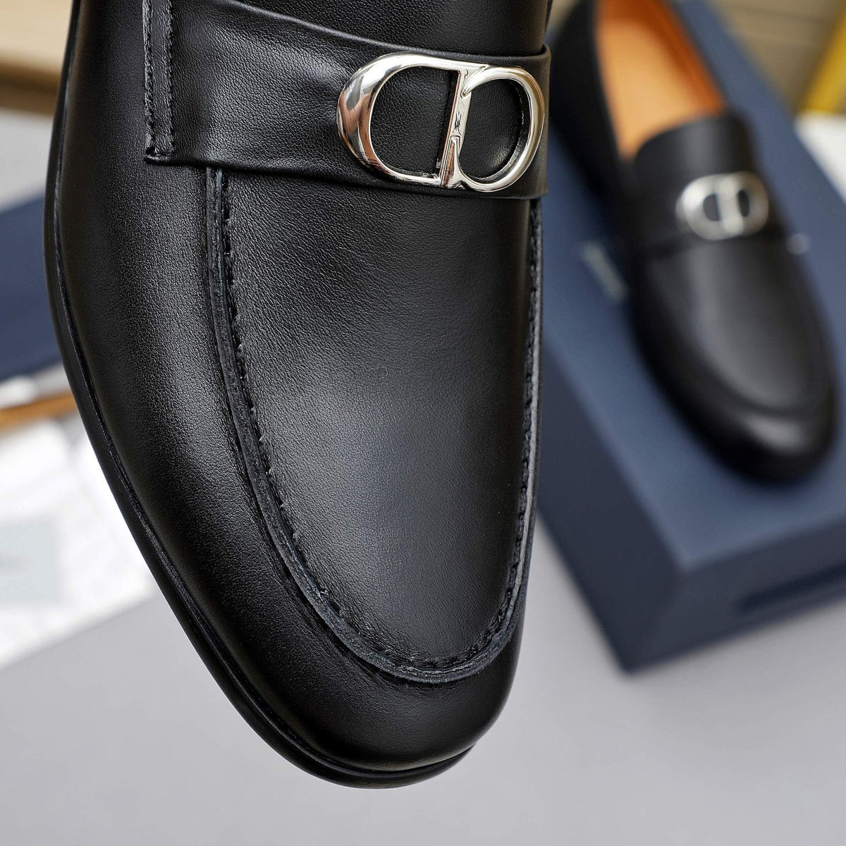 Dior Black Metal-Buckle Loafers — back