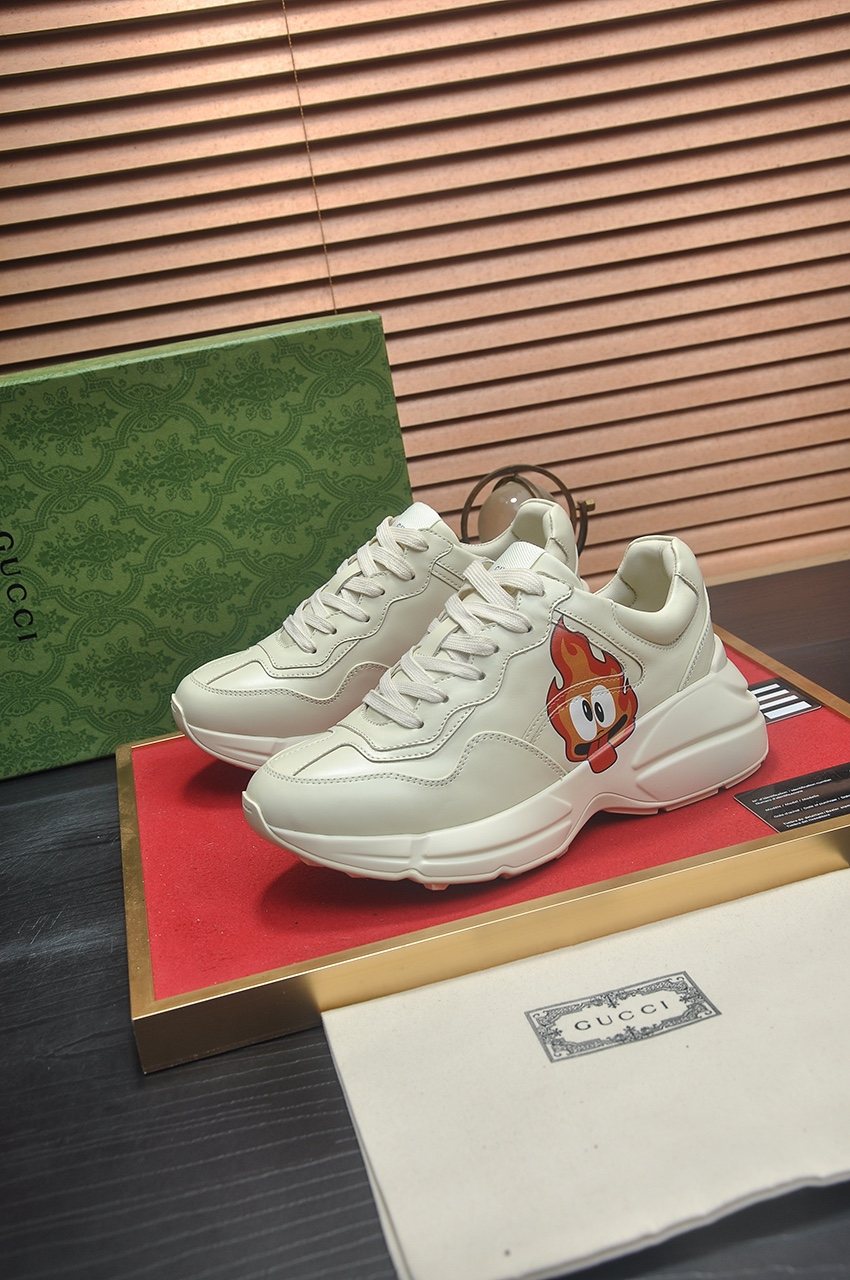 Gucci Off-White Red Accent Sneakers — side