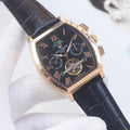 PATEK PHILIPPE Rose Gold Black Dial Leather Strap Watch — hero