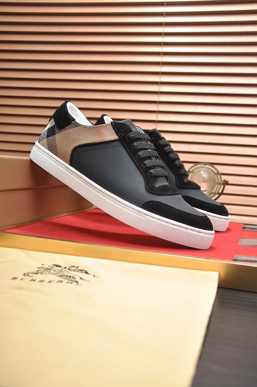 Burberry Check Heel Low-Top Sneakers — side