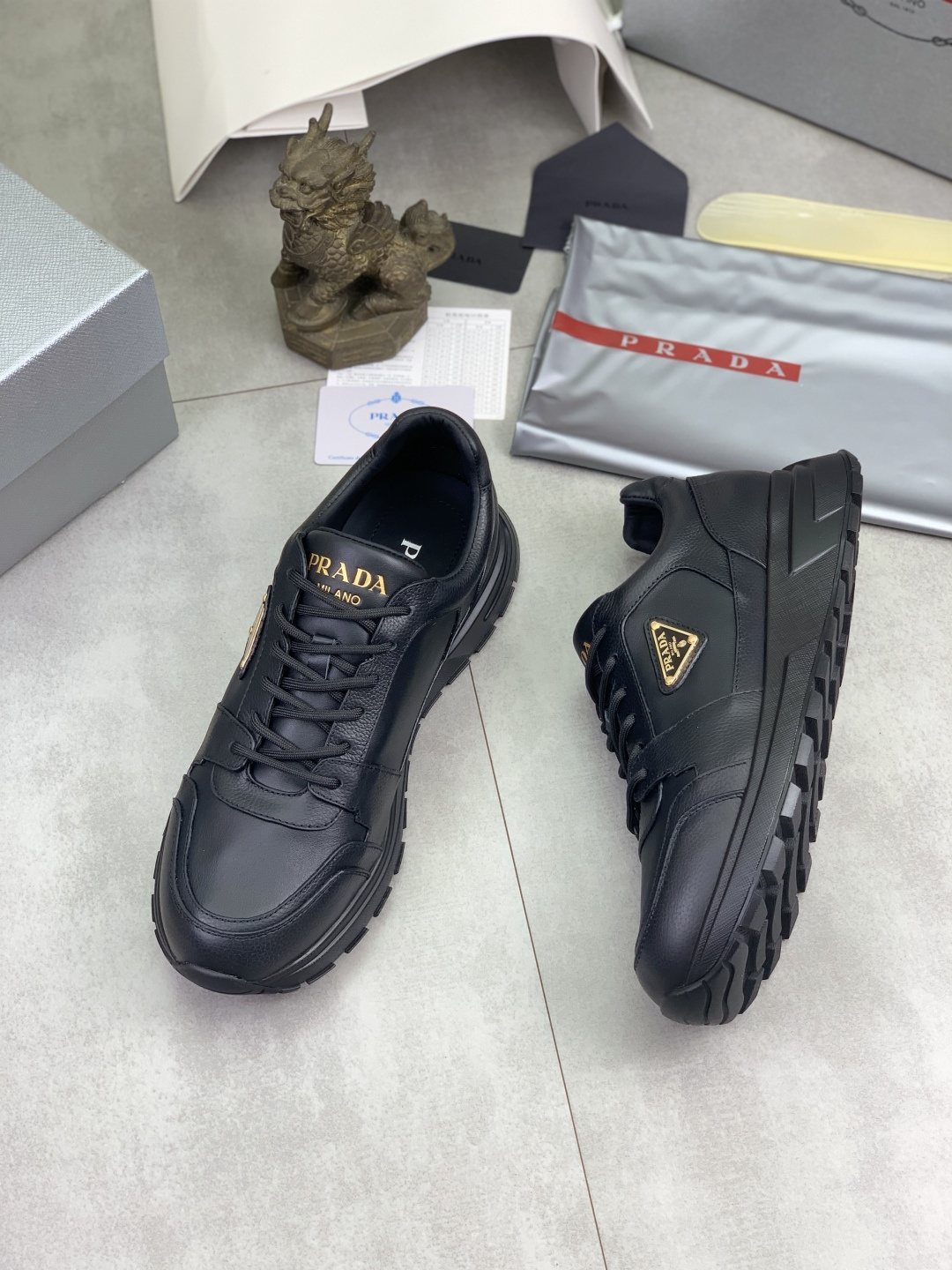 Prada Black Lug Sole Sneakers — side