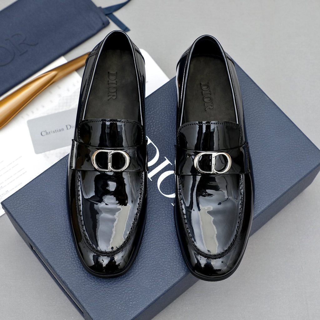 Dior Black Patent Leather Loafers — front