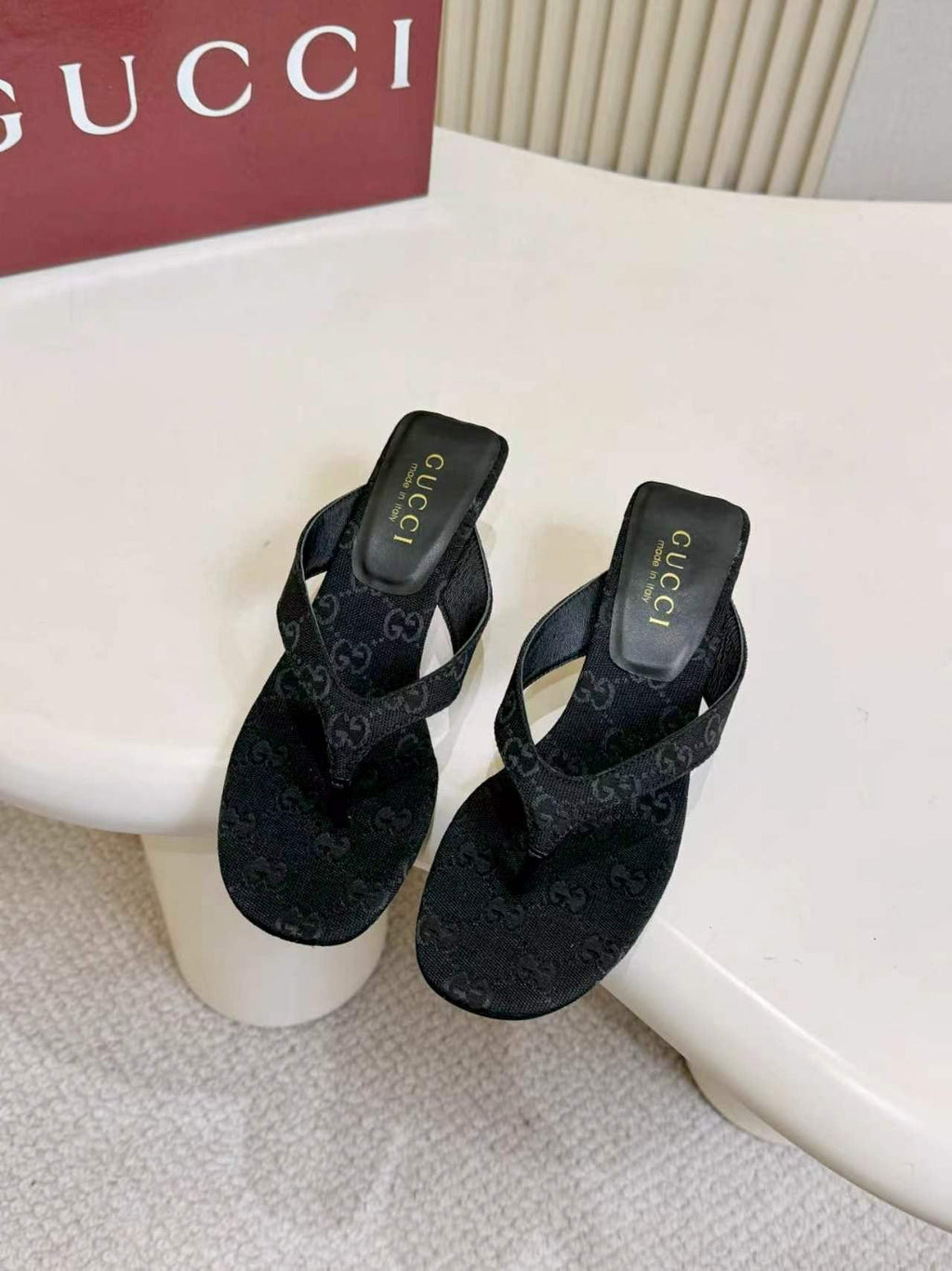 Gucci Monogram Slingback Heeled Sandals — front