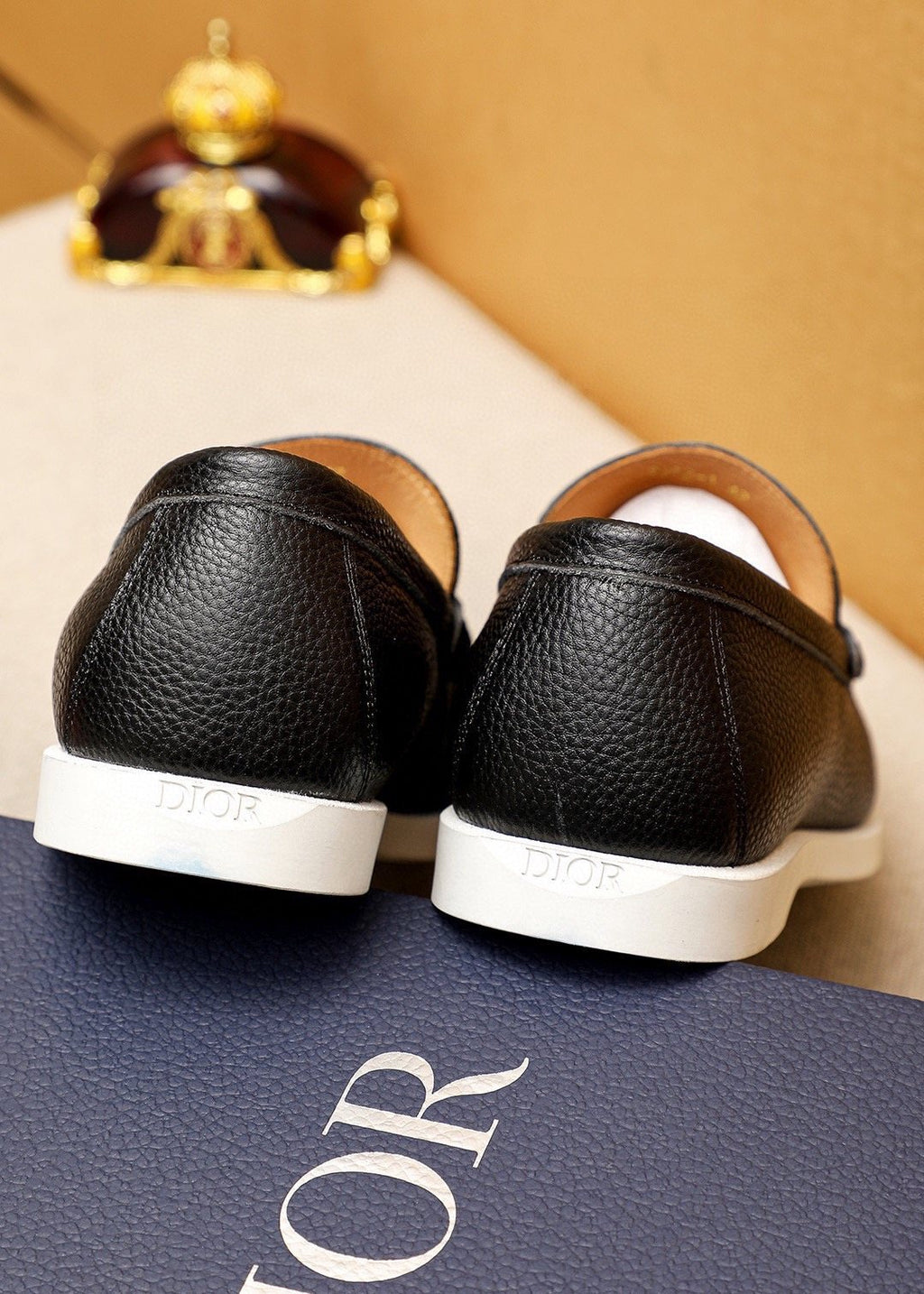 Dior Pebbled Leather Buckle Loafers — back