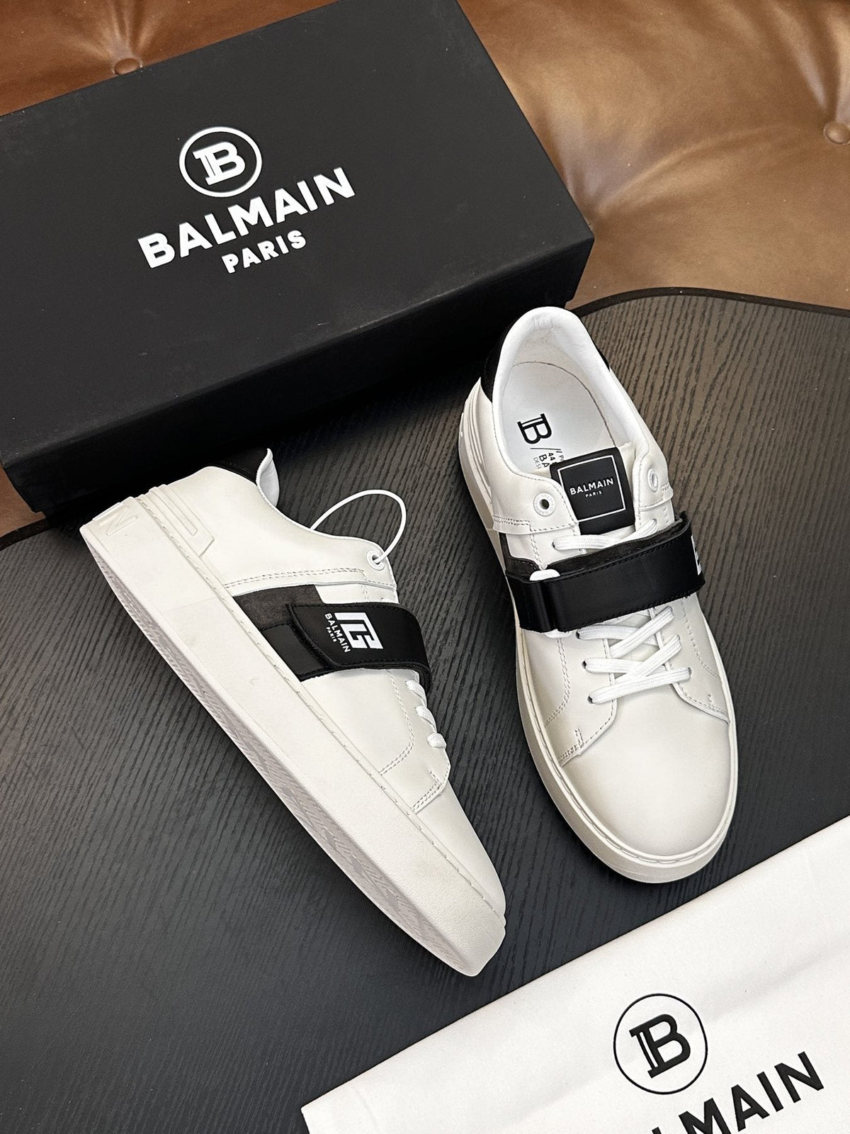 Balmain B-Skate Strap Sneakers — front