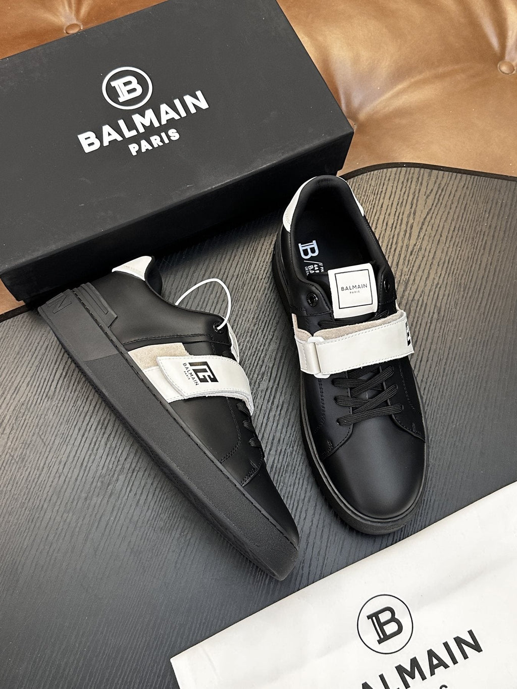 Balmain B-Skate Strap Sneakers — side