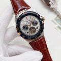 OMEGA Brown Rose Gold White Dial Strap Watch — hero