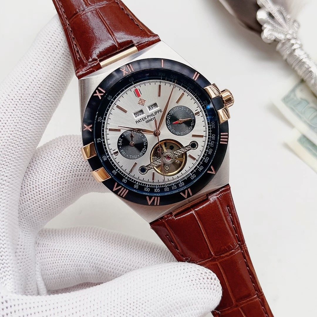 OMEGA Brown Rose Gold White Dial Strap Watch — hero