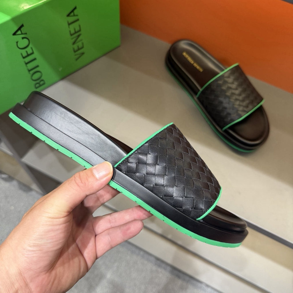 Bottega Veneta Woven Strap Slide Sandals — model