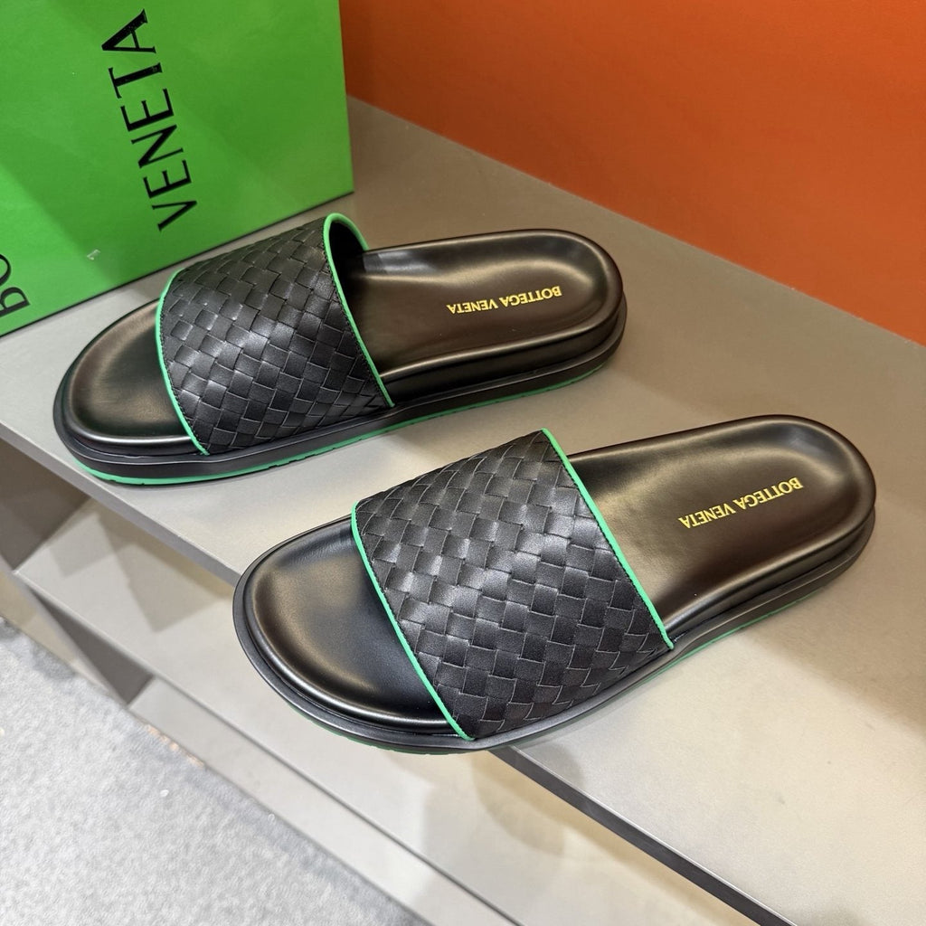 Bottega Veneta Woven Strap Slide Sandals — front