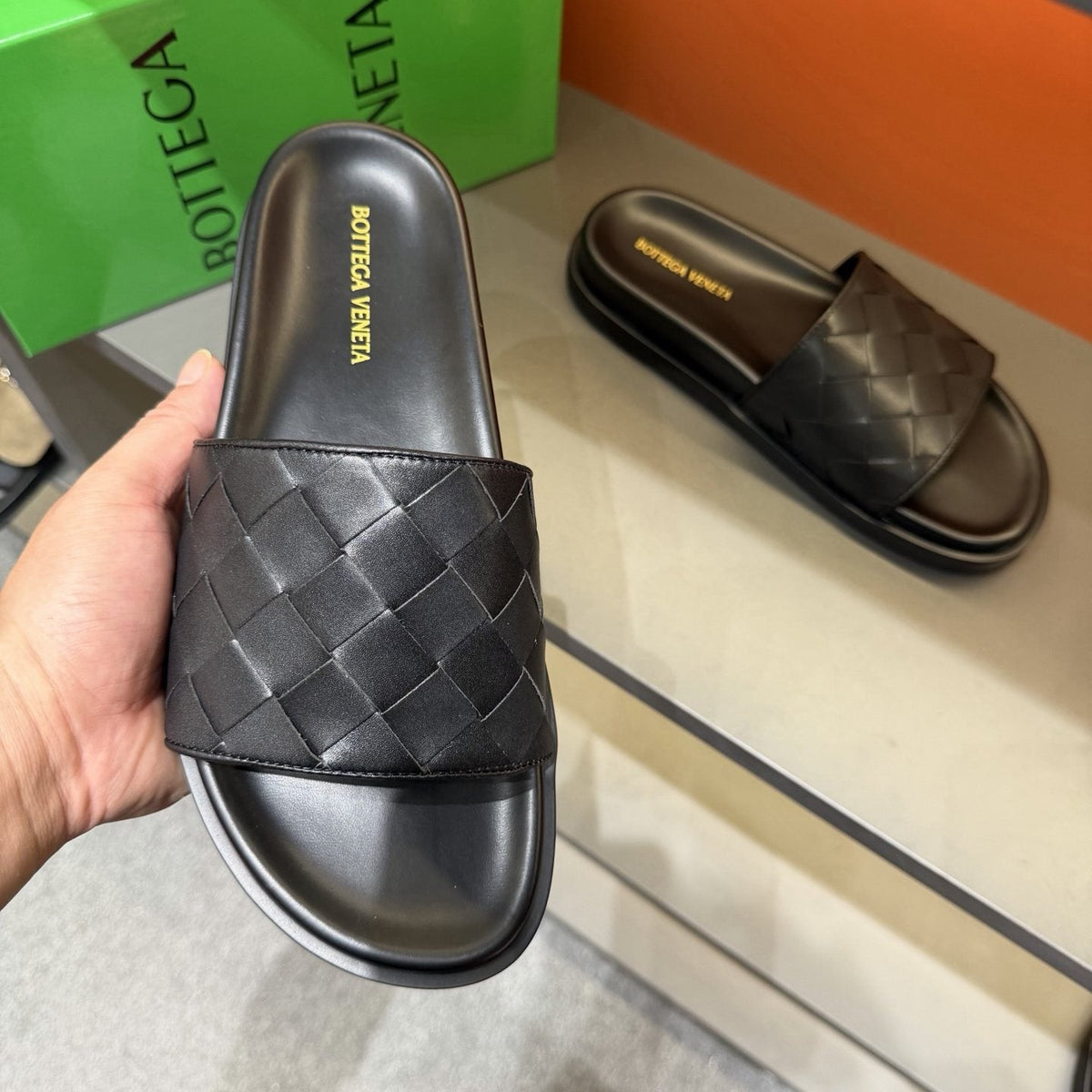 Bottega Veneta Woven Strap Slide Sandals — model