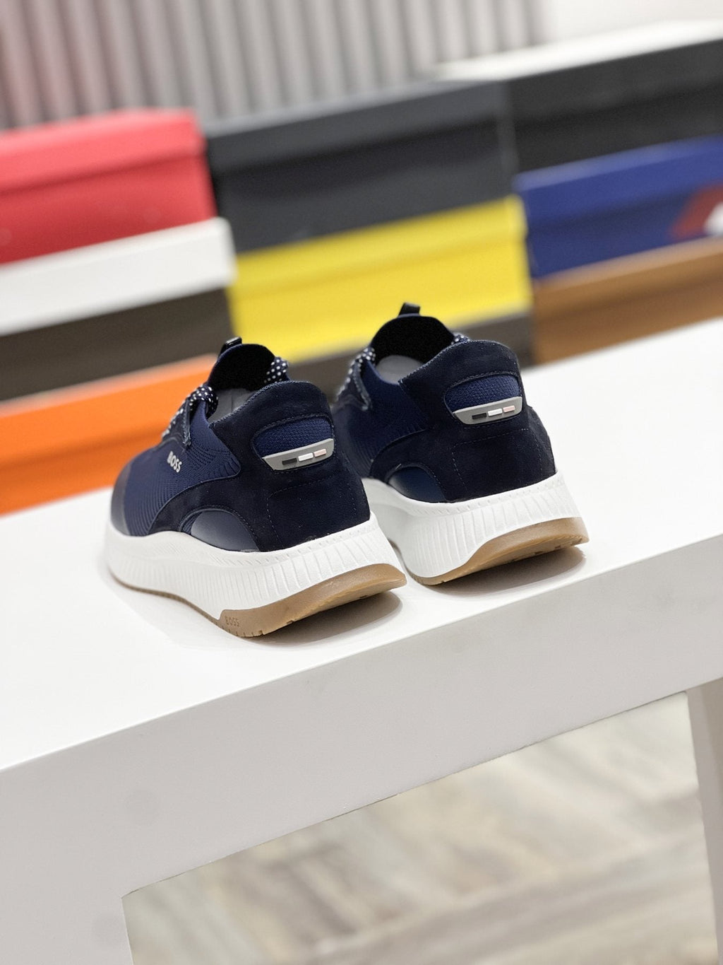 BOSS Knit Ribbed-Sole Sneakers — side